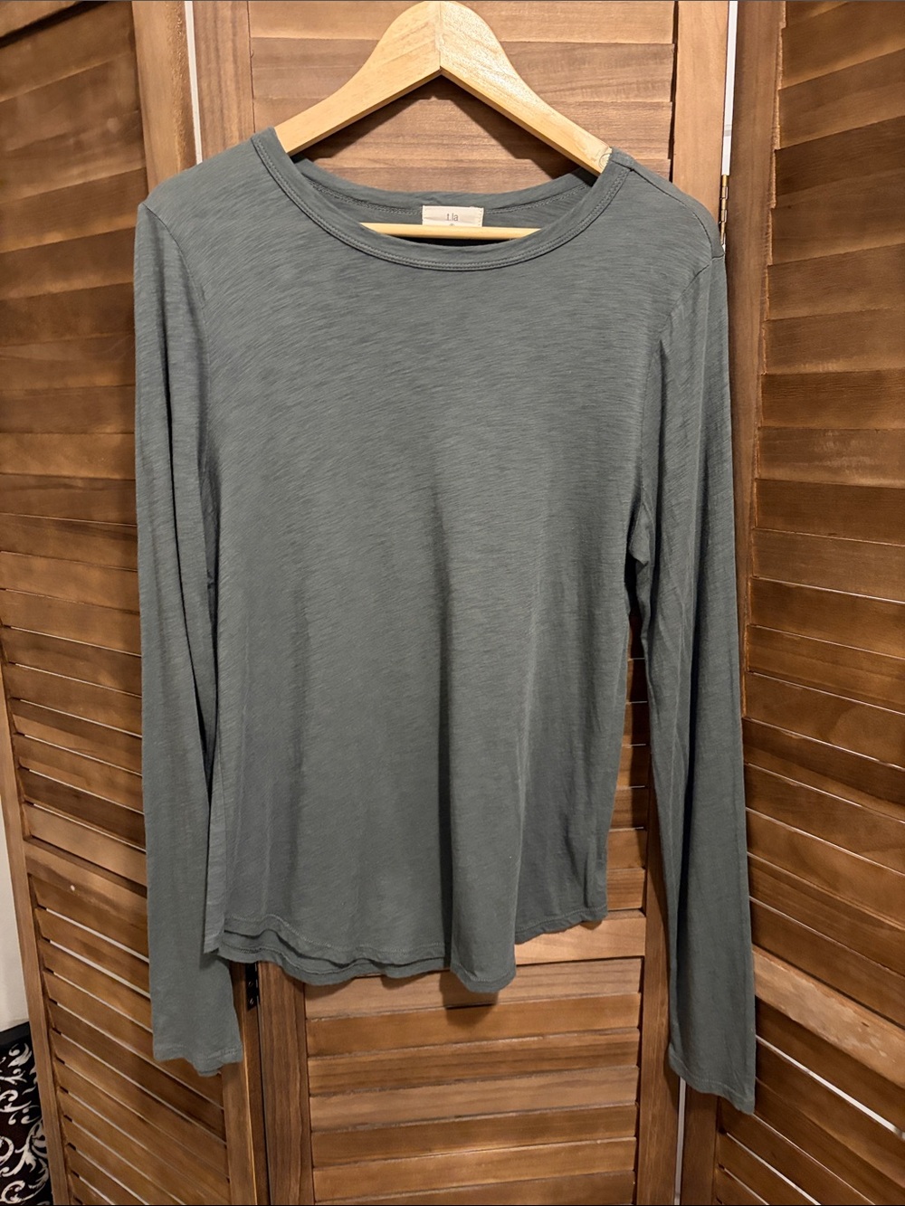 T.La Women's Long-Sleeve Crewneck Tee in Olive